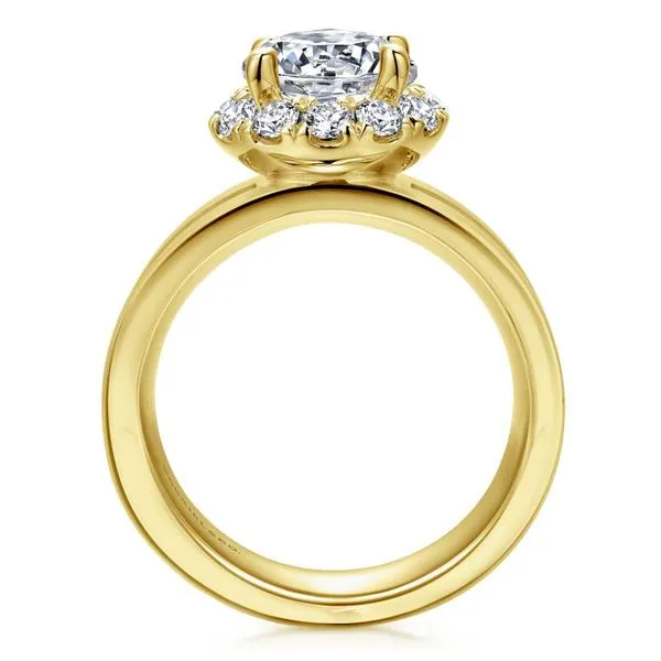 1 1/5CTW 14K Yellow Gold Halo Mined Diamond Thick Band Channel Set Engagement Ring Sandblasted/ polished finish Image 3 The Ring Austin Round Rock, TX