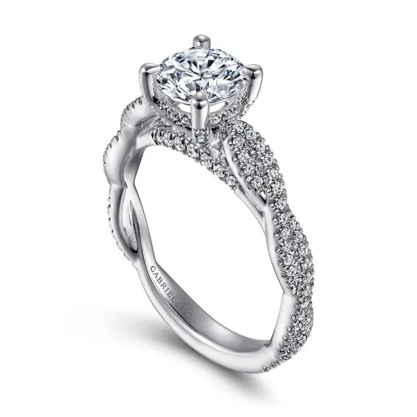 1/3CTW 14K White Gold Twisted Mined Diamond Engagement Ring The Ring Austin Round Rock, TX