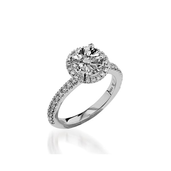 3/8CTW 18K WG Mined Diamond Halo Diamond Shank Engagement Ring The Ring Austin Round Rock, TX