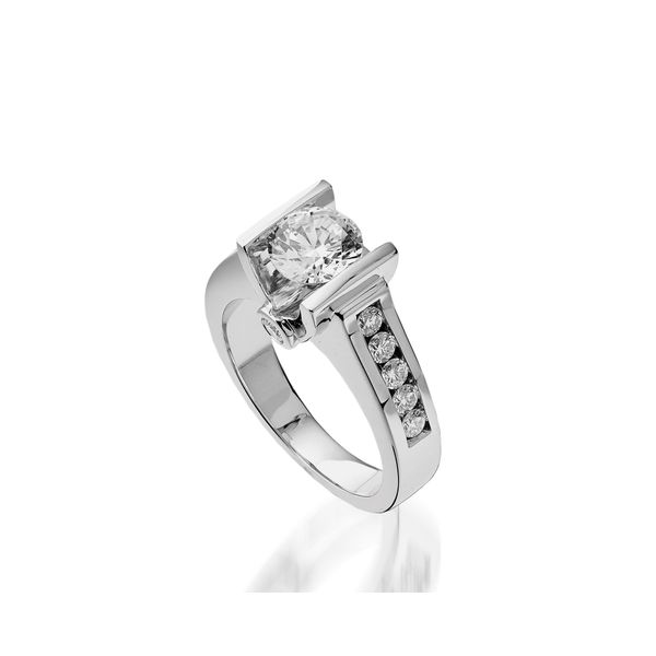 1/2CT 18K WG Half Bezel Set Mined Diamond Round Channel Set Sides Engagement Ring The Ring Austin Round Rock, TX