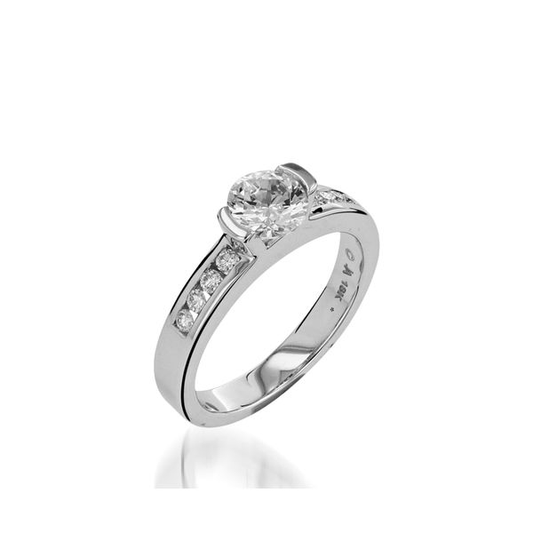 3/8CTW 18K WG Half Bezel With Mined Round Diamond Set channel Engagement Ring The Ring Austin Round Rock, TX