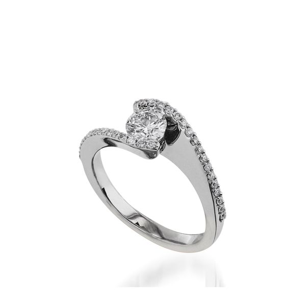 1/3CTW 18K WG Mined Diamond Half Bezel Engagement Ring The Ring Austin Round Rock, TX