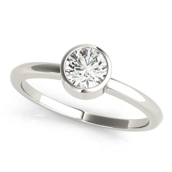 14K White Gold Bezel Set Engagement Ring The Ring Austin Round Rock, TX