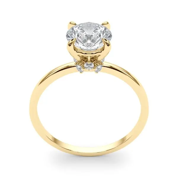 1/8CTW 14K Yellow Gold Staggered Mined Diamond Hidden Halo Engagement Ring Image 4 The Ring Austin Round Rock, TX