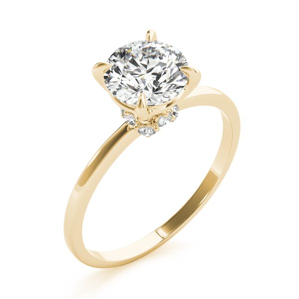 1/8CTW 14K Yellow Gold Staggered Mined Diamond Hidden Halo Engagement Ring The Ring Austin Round Rock, TX