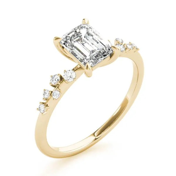 1/8CTW 14K Yellow Gold Staggered Round Prong Set Mined Diamonds On Band Engagement Ring Image 2 The Ring Austin Round Rock, TX