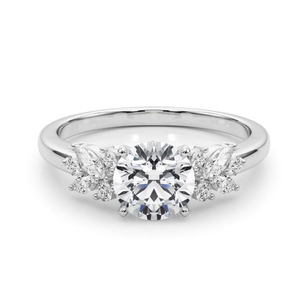 1/3CTW 14K White Gold Marquise Mined Diamond Accented Cathedral shank Engagement Ring Image 2 The Ring Austin Round Rock, TX