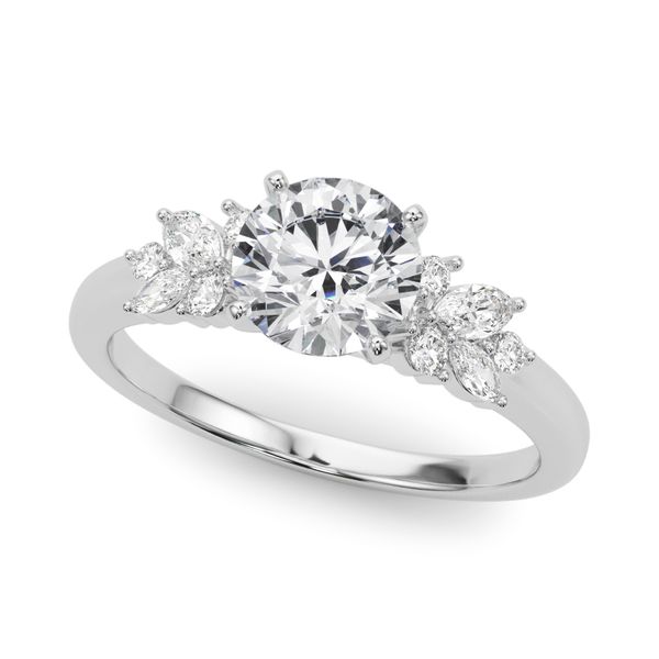 1/3CTW 14K White Gold Marquise Mined Diamond Accented Cathedral shank Engagement Ring The Ring Austin Round Rock, TX