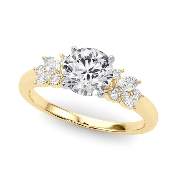 1/3CTW 14K Yellow Gold Marquise Mined Diamond Accented Cathedral shank Engagement Ring The Ring Austin Round Rock, TX
