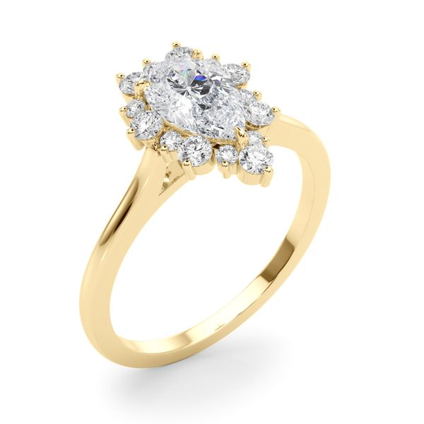 1/4CTW 14K Yellow Gold Solitaire Mined Diamond Halo Engagement Ring Image 2 The Ring Austin Round Rock, TX