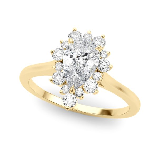 1/4CTW 14K Yellow Gold Solitaire Mined Diamond Halo Engagement Ring The Ring Austin Round Rock, TX