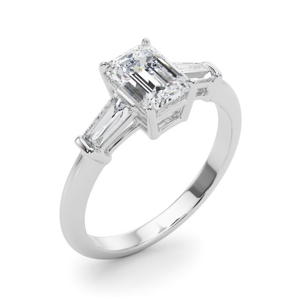 3/8CTW 14K White Gold Baguette Tapered Three Stone Mined Diamond Engagement Ring Image 2 The Ring Austin Round Rock, TX