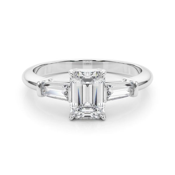 3/8CTW 14K White Gold Baguette Tapered Three Stone Mined Diamond Engagement Ring Image 3 The Ring Austin Round Rock, TX