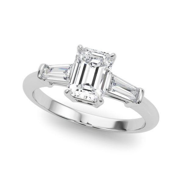 3/8CTW 14K White Gold Baguette Tapered Three Stone Mined Diamond Engagement Ring The Ring Austin Round Rock, TX