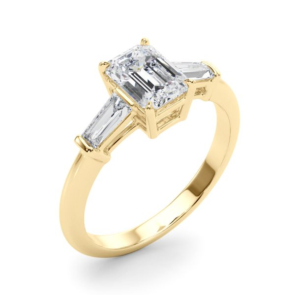 3/8CTW 14K Yellow Gold Baguette Tapered Three Stone Mined Diamond Engagement Ring Image 2 The Ring Austin Round Rock, TX