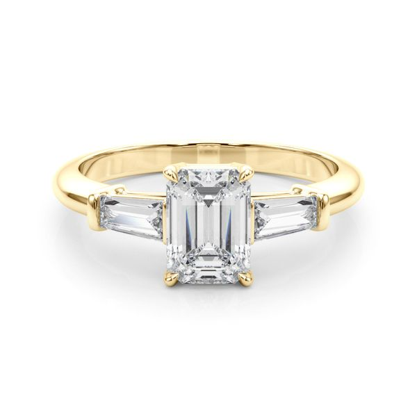 3/8CTW 14K Yellow Gold Baguette Tapered Three Stone Mined Diamond Engagement Ring Image 3 The Ring Austin Round Rock, TX