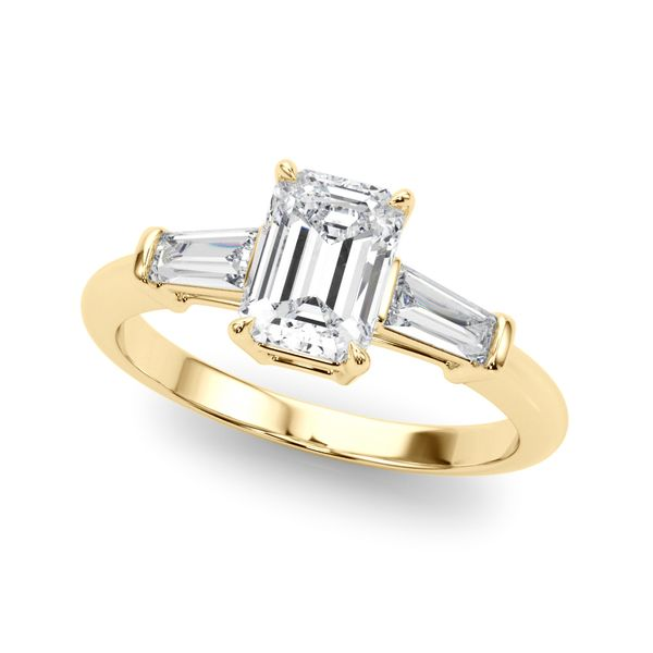 3/8CTW 14K Yellow Gold Baguette Tapered Three Stone Mined Diamond Engagement Ring The Ring Austin Round Rock, TX