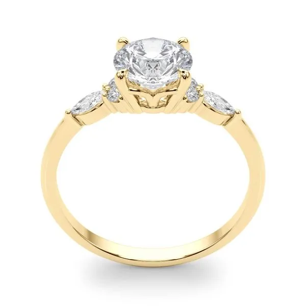 1/4CTW 14K Yellow Gold Three Stone With Marquise East to West Mined Diamond Engagement Ring Image 5 The Ring Austin Round Rock, TX