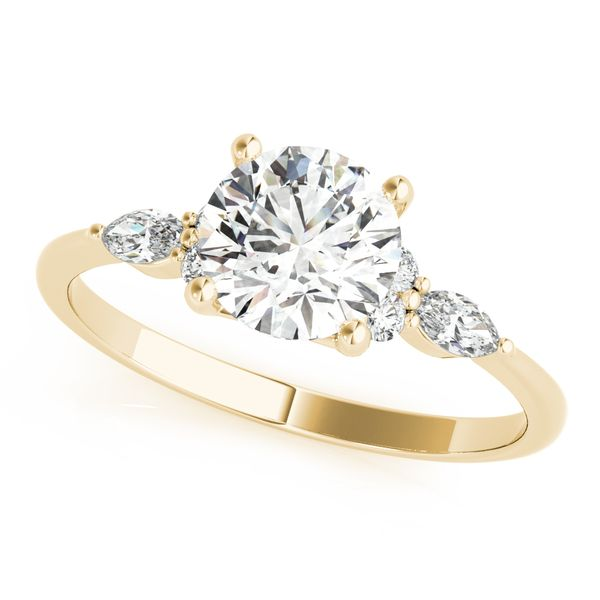 1/4CTW 14K Yellow Gold Three Stone With Marquise East to West Mined Diamond Engagement Ring The Ring Austin Round Rock, TX