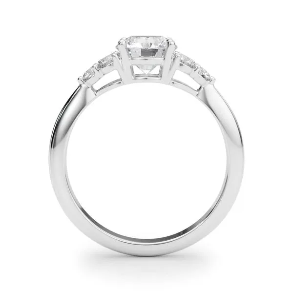 1/3CTW  14K White Gold With RD Mined DIamond Cluster Side Stones Engagement Ring Image 4 The Ring Austin Round Rock, TX