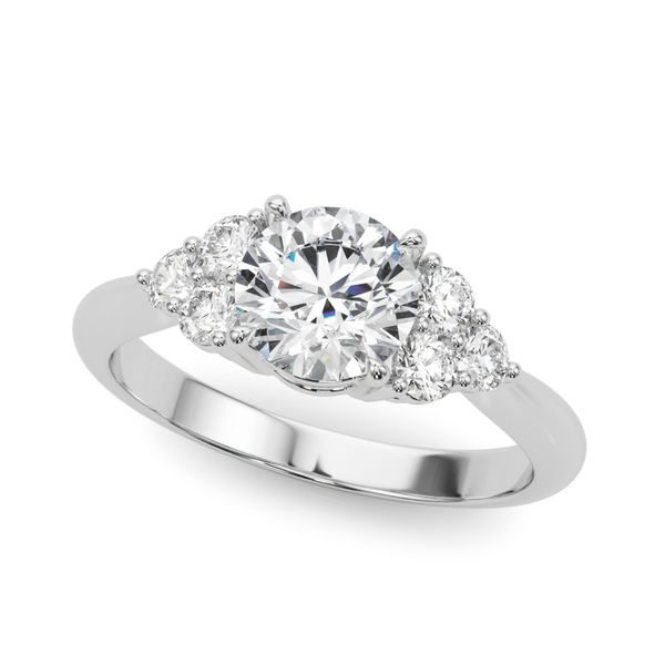 1/3CTW  14K White Gold With RD Mined DIamond Cluster Side Stones Engagement Ring The Ring Austin Round Rock, TX
