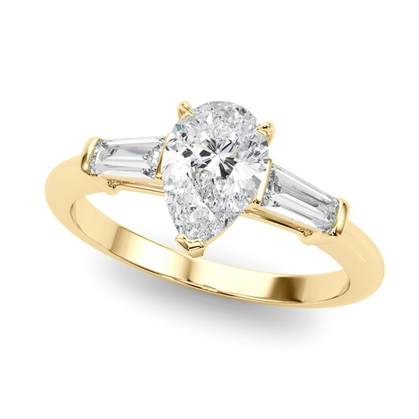 3/8CTW 14K YG Three Stone With Tampered Mined Diamond Baguettes Engagement Ring GH,SI1-SI2 The Ring Austin Round Rock, TX