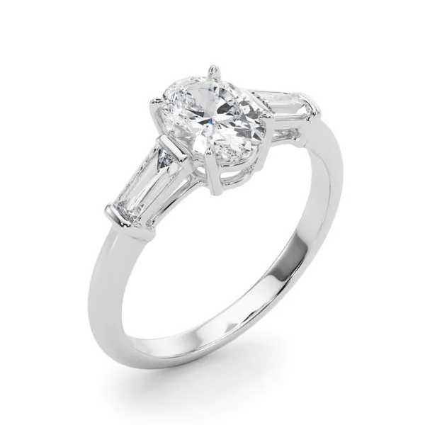 3/8CTW 14K WG Three Stoner With Tapered Mined Diamond Baguettes Engagement Ring Image 4 The Ring Austin Round Rock, TX