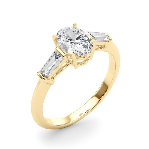 3/8CTW 14K YG Three Stone With Tapered Mined Diamond Baguette Engagement Ring Image 2 The Ring Austin Round Rock, TX