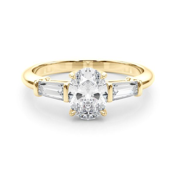 3/8CTW 14K YG Three Stone With Tapered Mined Diamond Baguette Engagement Ring Image 3 The Ring Austin Round Rock, TX
