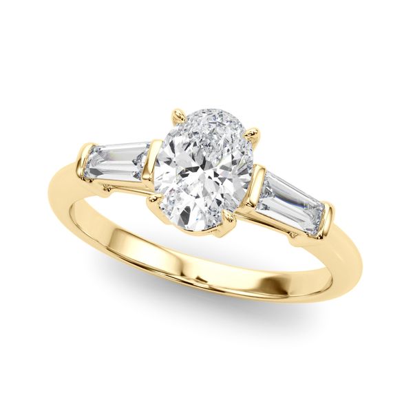 3/8CTW 14K YG Three Stone With Tapered Mined Diamond Baguette Engagement Ring The Ring Austin Round Rock, TX