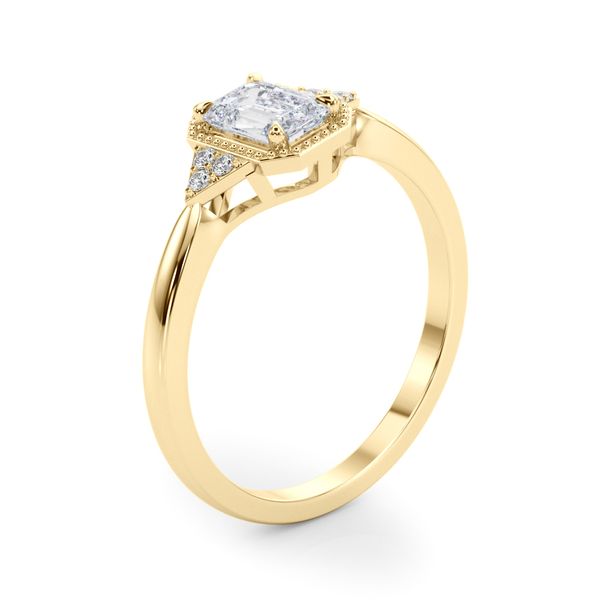 1/20CTW 14K YG Mill Grain Round Mined Accented Diamond Engagement Ring Image 2 The Ring Austin Round Rock, TX