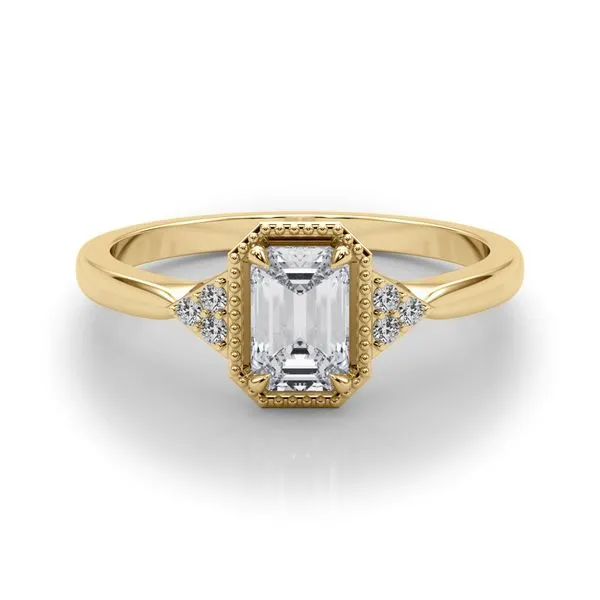 1/20CTW 14K YG Mill Grain Round Mined Accented Diamond Engagement Ring Image 3 The Ring Austin Round Rock, TX