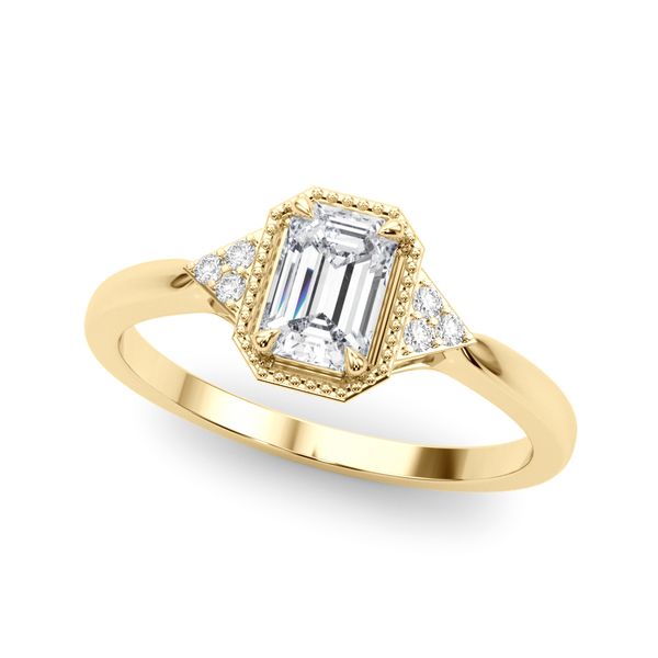1/20CTW 14K YG Mill Grain Round Mined Accented Diamond Engagement Ring The Ring Austin Round Rock, TX