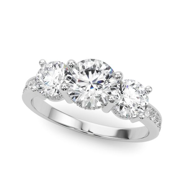 1 1/4CTW 14K WG 3 Stone Round Mined Diamond Hidden Halo Engagement Ring The Ring Austin Round Rock, TX