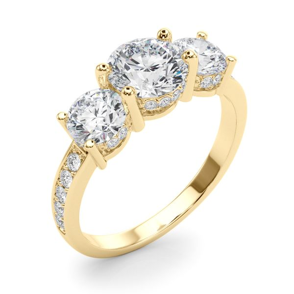 1 1/4CTW  14K YG 3 Stone Round Hidden Halo Mined Diamond Engagement Ring Image 4 The Ring Austin Round Rock, TX