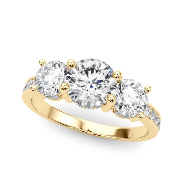 1 1/4CTW  14K YG 3 Stone Round Hidden Halo Mined Diamond Engagement Ring The Ring Austin Round Rock, TX
