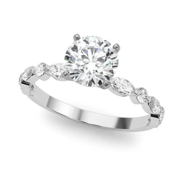 5/8CTW 14K WG Marquise And Round Alternating diamond Engagement Ring The Ring Austin Round Rock, TX