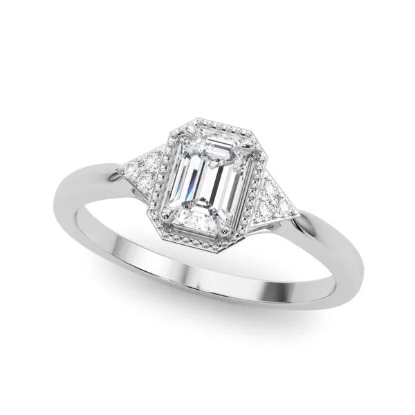 14K WG Mill Grain Accented Diamond Engagement Ring GH-SI1,SI2 The Ring Austin Round Rock, TX