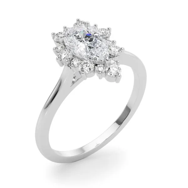 1/4CTW 14K WG Solitaire Accented Halo Mined Diamond Engagement Ring Image 4 The Ring Austin Round Rock, TX