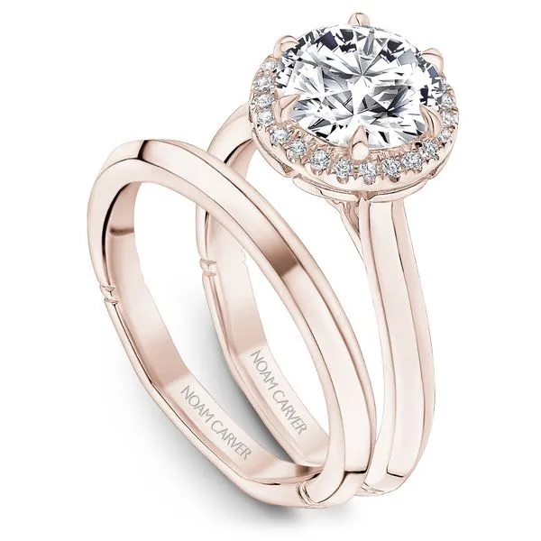 1/2CTW 14K RG Mined Diamond 6 Prong Halo, Accented Head, Euro Shank Engagement Ring Image 4 The Ring Austin Round Rock, TX