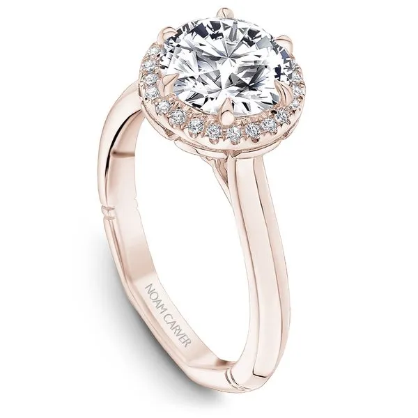 1/2CTW 14K RG Mined Diamond 6 Prong Halo, Accented Head, Euro Shank Engagement Ring The Ring Austin Round Rock, TX