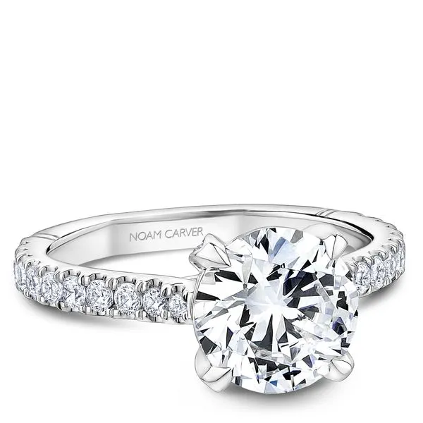 1/2CTW Mined Diamond Shank with Hidden Halo, cathedral, Euro Shank Engagement Ring Image 3 The Ring Austin Round Rock, TX