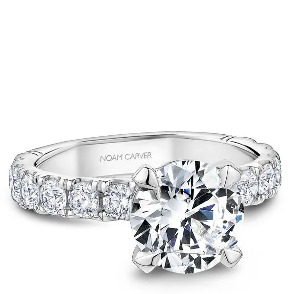 1 1/10CTW 14K WG Mined Diamond Four Prong Accented Basket Head,Euro Shank Engagement Ring Image 3 The Ring Austin Round Rock, TX