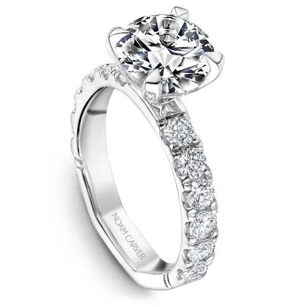 1 1/10CTW 14K WG Mined Diamond Four Prong Accented Basket Head,Euro Shank Engagement Ring The Ring Austin Round Rock, TX