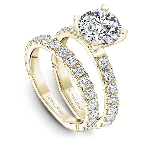 3/4CTW 14K YG Mined Diamond Four Prong Accented Basket Head Euro Shank Engagement Ring Image 2 The Ring Austin Round Rock, TX