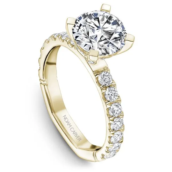 3/4CTW 14K YG Mined Diamond Four Prong Accented Basket Head Euro Shank Engagement Ring The Ring Austin Round Rock, TX