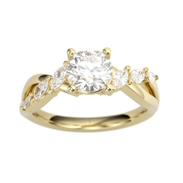 1/3CTW 14K YG Mined Diamond Marquise Twist Band Set On One Side Engagement Ring Image 2 The Ring Austin Round Rock, TX