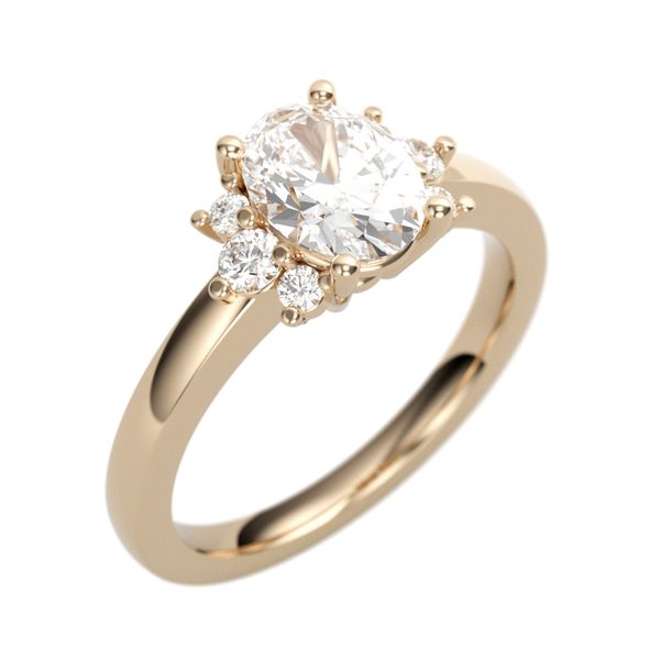 1/5CTW 14K RG Mined Diamond Accented Three Stone On Each Side Engagement Ring The Ring Austin Round Rock, TX