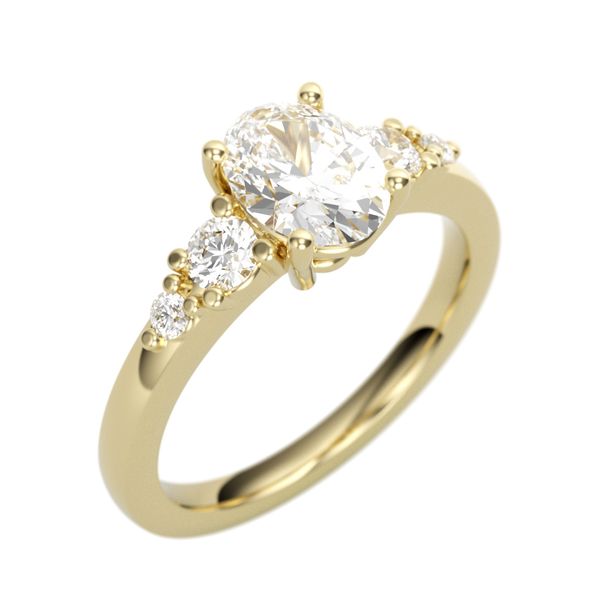 1/3CTW 14K YG Mined Diamond Accented Two Stone On Each Side Engagement Ring The Ring Austin Round Rock, TX
