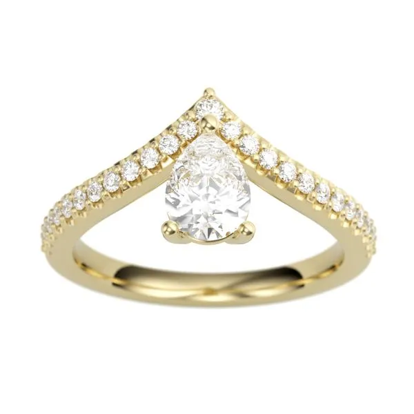 1/4CTW 14K YG Mined Diamond Chevron Tip Engagement Ring Image 2 The Ring Austin Round Rock, TX